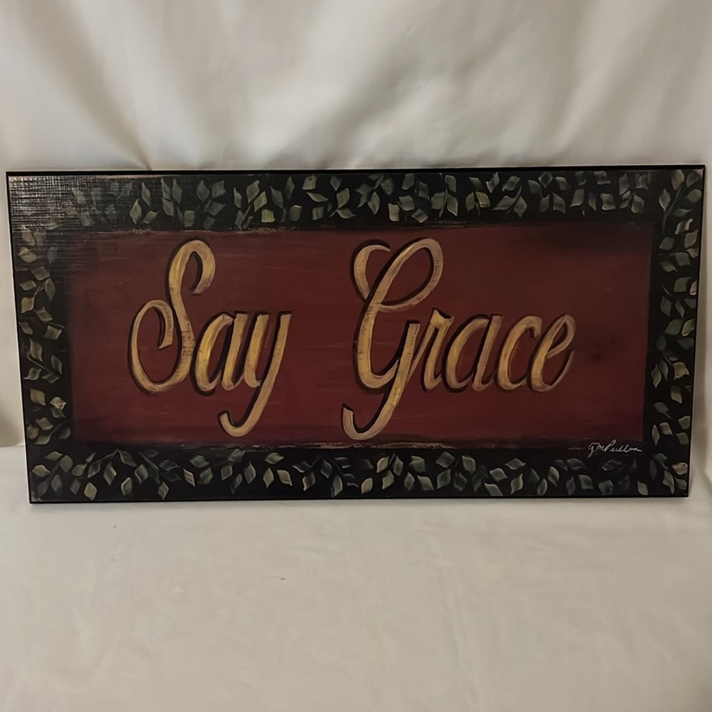 Say Grace Sign 16 x 7 1/2
